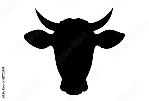 Illustration of a cow's head silhouette. Perfect for farm-themed designs.