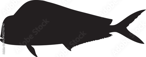 bold black mahi-mahi silhouette, perfect for fishing and ocean designs