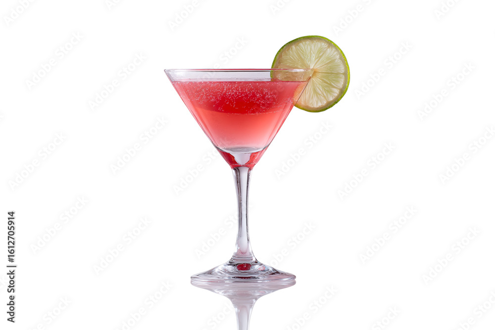 Cosmopolitan cocktail with lime slice isolated on transparent background Cosmopolitan cocktail with lime slice isolated on transparent background