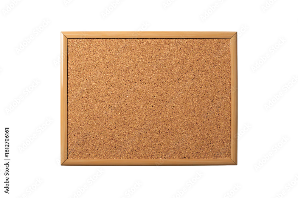 Fototapeta premium Empty cork bulletin board with wooden frame isolated on transparent background