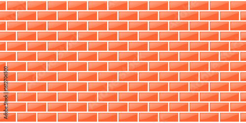 Seamless Orange Red Brick Wall Vector Background with Clean Texture for Wallpaper Backdrop or Building Material Design in EPS Format	