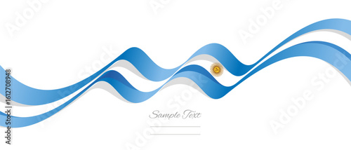 New abstract Argentina wavy flag ribbon with shadows. Argentinian flag vector illustration isolated on white background