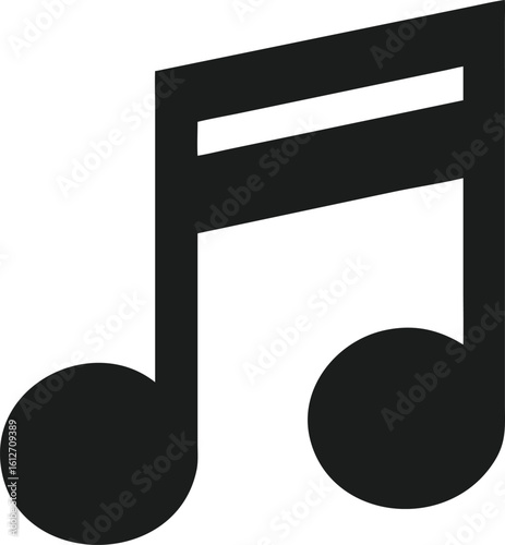 Elegant black silhouette of a musical note symbol representing music and creative expression on a white background.