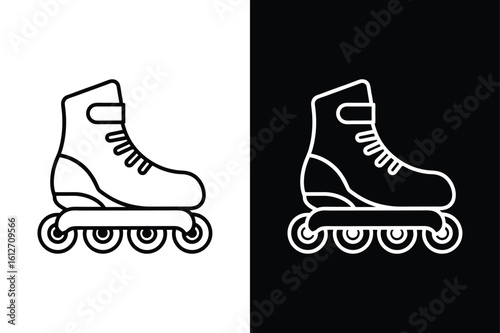 Line Art Rollerblades Icon. Simple Vector of Recreational Skating Shoes
