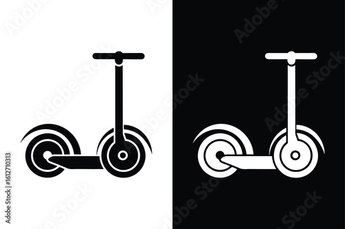Self-Balancing Segway Silhouette. Icon of Electric Scooter with Handlebar
