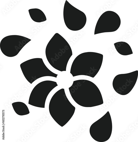Elegant silhouette of flower petals falling representing delicate beauty and fragility on display