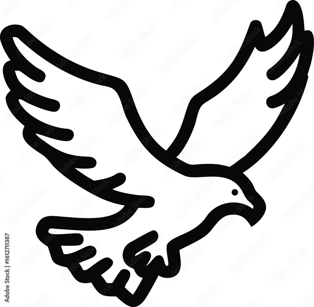 Obraz premium Soaring eagle silhouette design illustrating freedom strength and independence on a white background