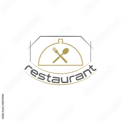 Restaurant Logo with Cloche and Cutlery