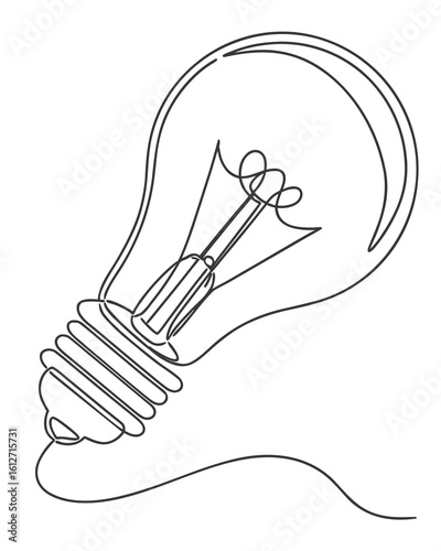 Wallpaper Mural Light bulb drawn in a single continuous line Torontodigital.ca