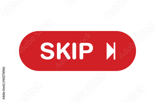 Skip Ad Icon   Bold Red Play & Skip Buttons for Video Ads and Streaming UI
