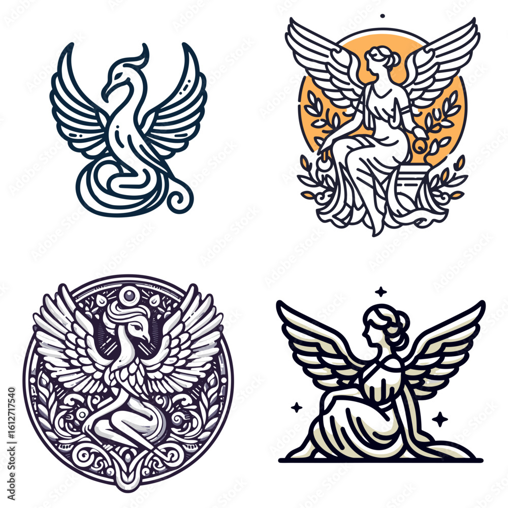Fototapeta premium Harpy illustrations in vector style with intricate designs and details 