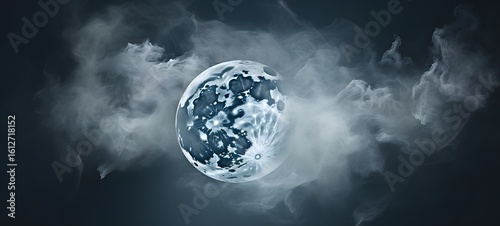 a light moon , coming out of the smoke, Generative AI