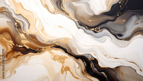 Luxurious River of Molten Gold Flowing Through Onyx and White Marble
