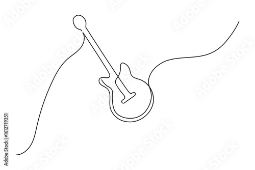  Guitar continuous one line drawing white background