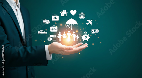 Protecting your future and family with insurance planning and financial security, showing wealth management and investments options for life goals