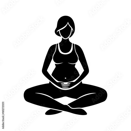 yoga for pregnancy silhouette vector icon.