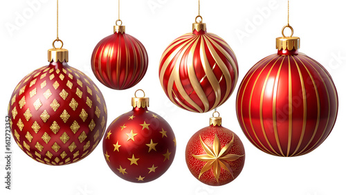 A group of red and gold  isolated on transparent background