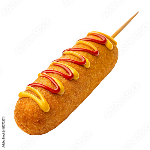 Corn Dog with Ketchup Isolated on Transparent Background
