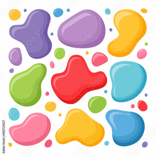 Dynamic Pattern of Colorful Kidney Beans, Fun Textile or Surface Design
