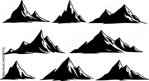  Majestic Mountain Silhouettes Collection vector bundle