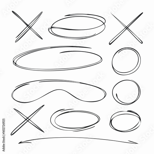 Whimsical Pattern with Lined Circles and Cross Marks in Pastel Shades for Kids' Art Projects