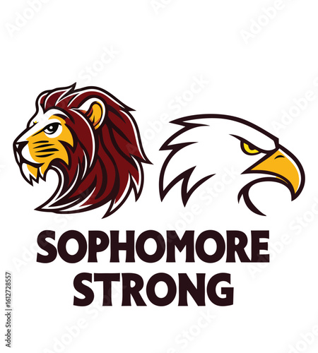 Sophomore strong lion and eagle back to school t shirt design