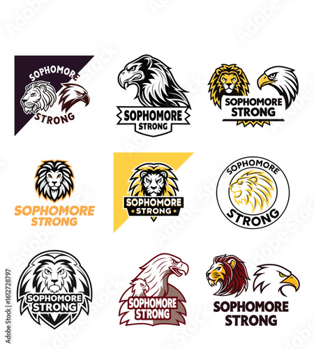 set of Back to school mascot t shirt designs eagles and lions