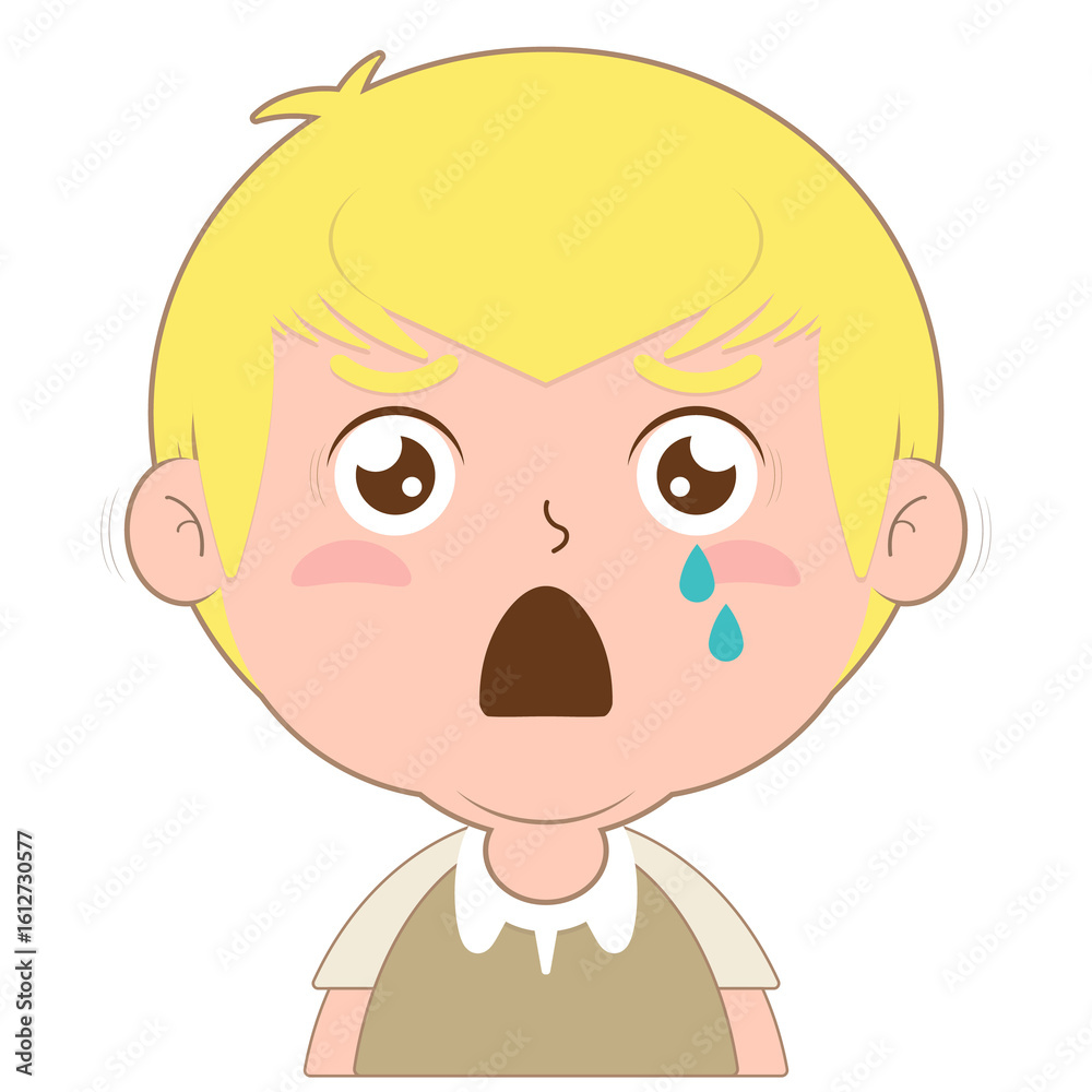 Obraz premium boy scared face cartoon cute