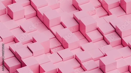 Dynamic pink cube pattern shifting and transforming subtly in animated abstract design