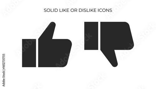 Standard black thumbs-up and thumbs-down icons on white, representing approval and disapproval.