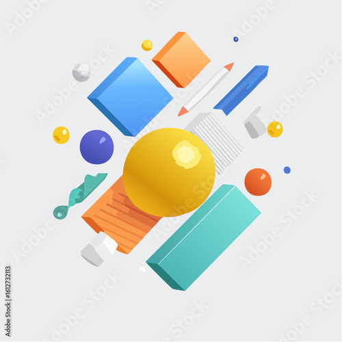 Modern geometric 3D render with abstract shapes and sleek style, ideal for backgrounds, website design, digital marketing, or artistic visual content.
