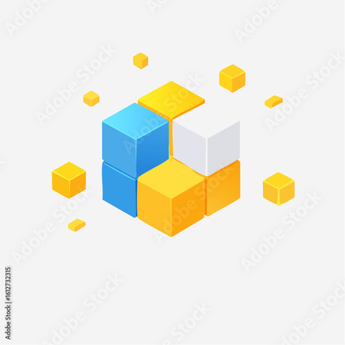 Advanced 3D geometric shapes in a sleek cube design, showcasing clean lines and sharp edges, ideal for modern presentations, design portfolios, or science visualizations.

