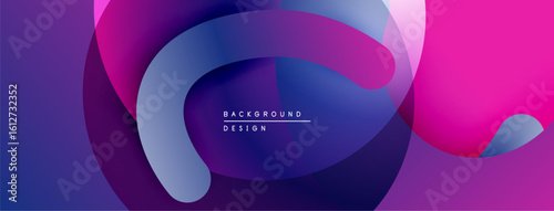 Abstract fluid shapes blend, creating vibrant purple, blue, pink gradients. Modern design evokes movement, depth. Text reads background design.