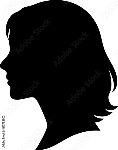 clean black silhouette of a woman's head in profil