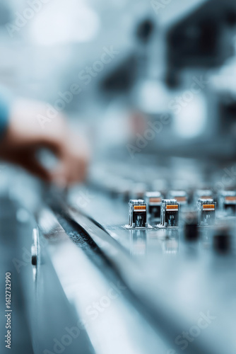 factory producing delivery drones on assembly line with focus on intricate details