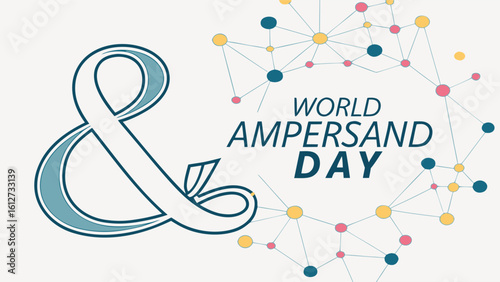 Elegant Vector Illustration for World Ampersand Day – Stylized Ampersand with Global Connection