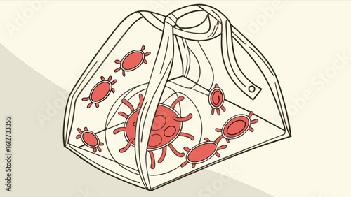 Illustration of virus covid under tent quarantine isolation protection health safety measures drawing art
