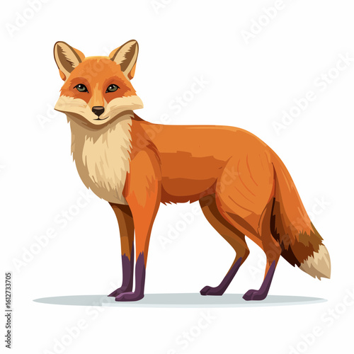 Captivating illustration of a red fox standing gracefully on a white background isolated