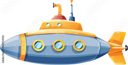 Watercolor submarine, cute cartoon isolated illustration for your design wallpaper, transportation, navy, cartoon, illustration, ship, submarine, equipment, flat design, nautical vessel, symbol,