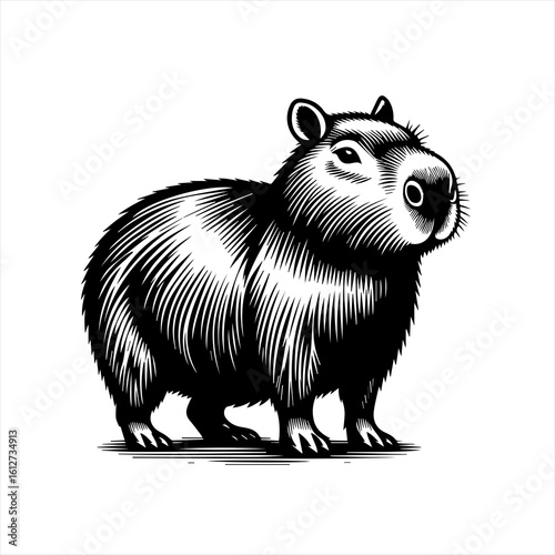 Black dog head illustration