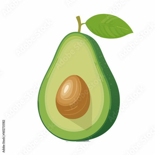 Illustration of a Half Avocado with Seed, Depicting a Healthy Eating Concept for Print