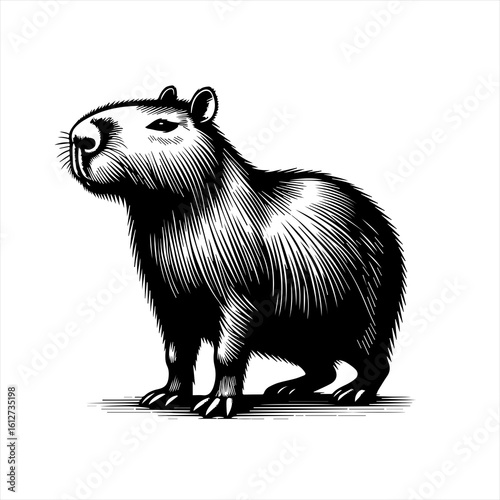 Capybara in circle illustration