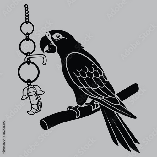 parrot Chewing Wooden silhouette vector design art and illustration