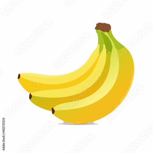 Illustration of a Bunch of Yellow Bananas on a White Background in Square Frame Format