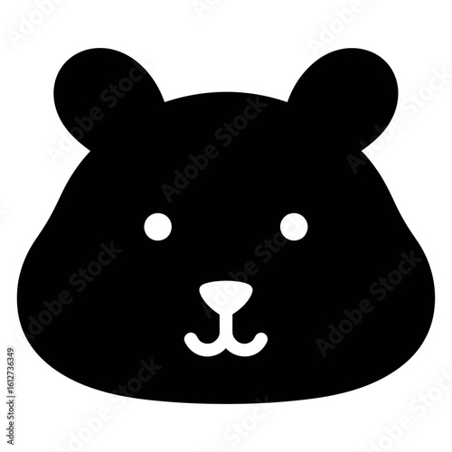 Simple hamster head silhouette icon, cute rodent pet vector graphic design
