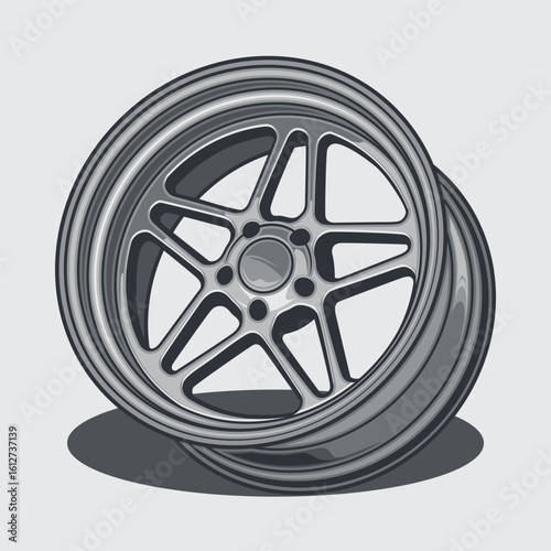 Car wheel illustration for conceptual design. Separated layers, easy to edit or change the colors in your vector supported software.