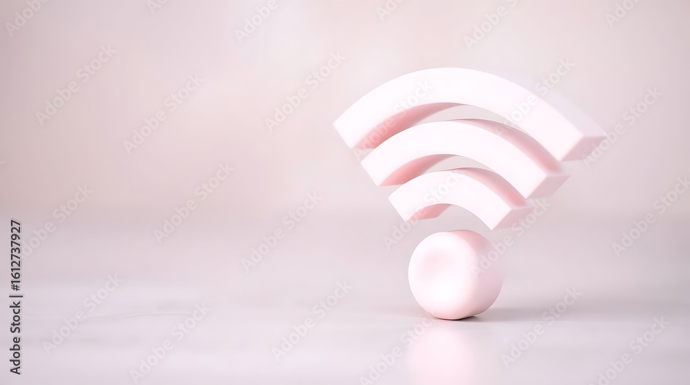 Fototapeta premium Pink 3d wifi symbol with space for text.