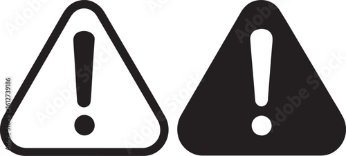 Danger and Warning Icons, Outline and Solid Hazard Signs Vector on White Background