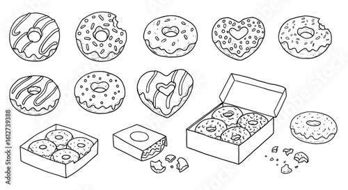 Donut Line Art Collection: Sweet Treat Outlines