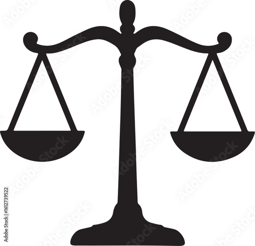 Scales of Justice Vector Icon, Law, Court, and Legal Balance Symbol for Equality and Judgment

